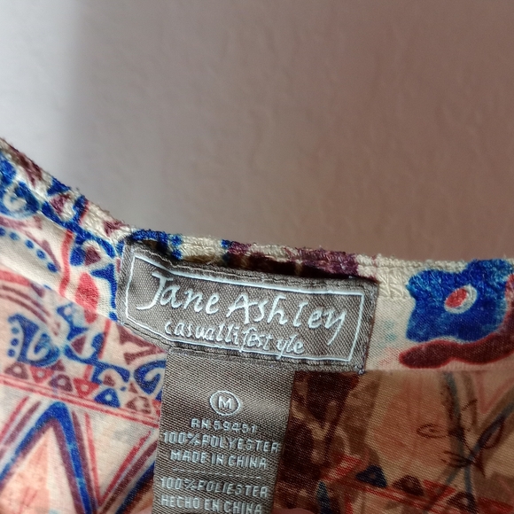 Jane ashley casual lifestyle collection women's top size M pleated fall patterns - Picture 3 of 5